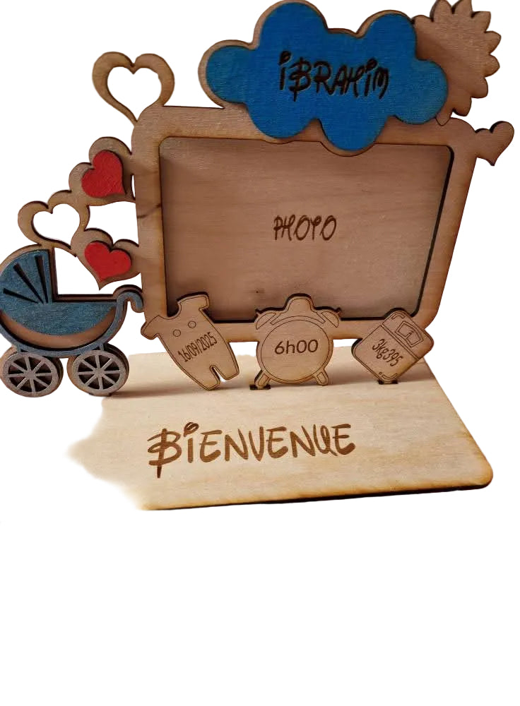 Cadre "Bienvenue" de L'Atelier de Lolo, décoration murale en bois avec inscription chaleureuse, idéal pour l'entrée.
